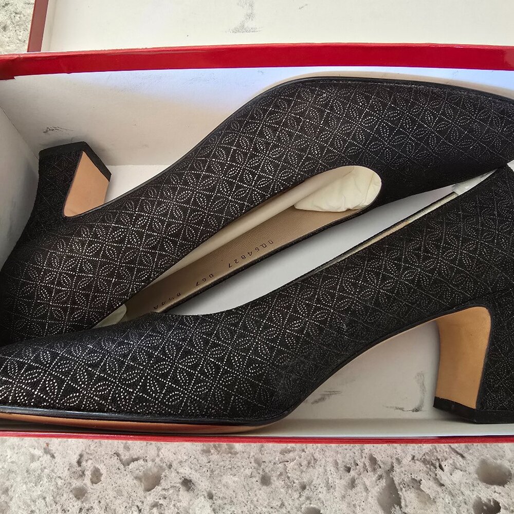 Salvatore Ferragamo Dublino Nero/Bronze Pebble Suede Shoes